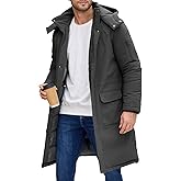 NRZD Men's Winter Long Puffer Jackets, Water-Repellent Down Parka Warm Coats Outerwear with Detachable Hood & Carry Straps