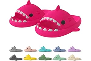 rosyclo Shark Slides for Women and Men, Cute Shark Slippers Adult Youth Cloudy Summer Soft Lightweight Anti-Slip Thick Sole Beach House Cloud Cushioned Shower Slide Sandals Indoor Outdoor