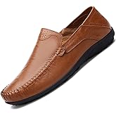 Go Tour Men's Premium Genuine Leather Casual Slip on Loafers Breathable Driving Shoes Fashion Slipper