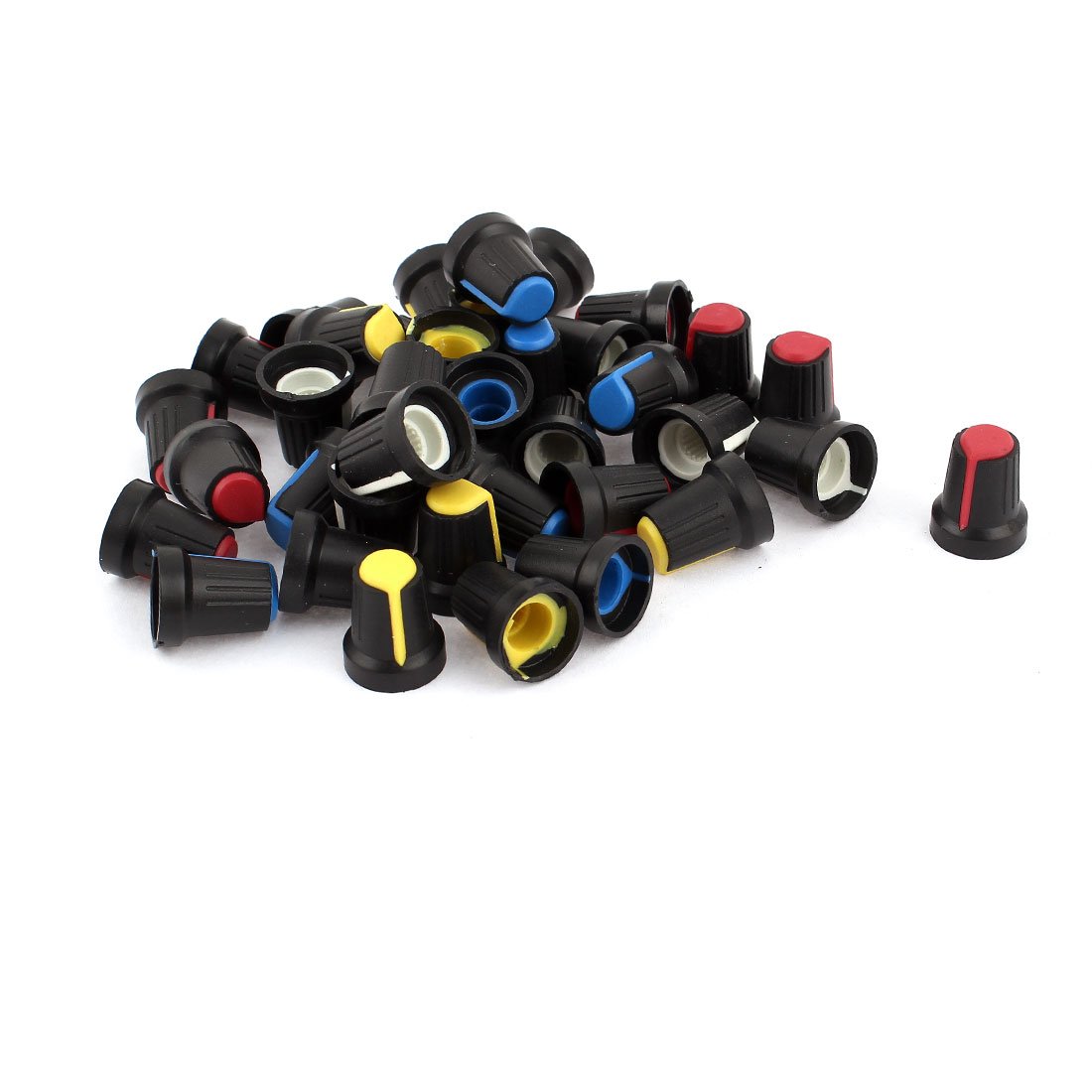 Sourcingmap 40X Yellow Red Blue White Potentiometer Rotary Control Knobs, 6 mm Hole