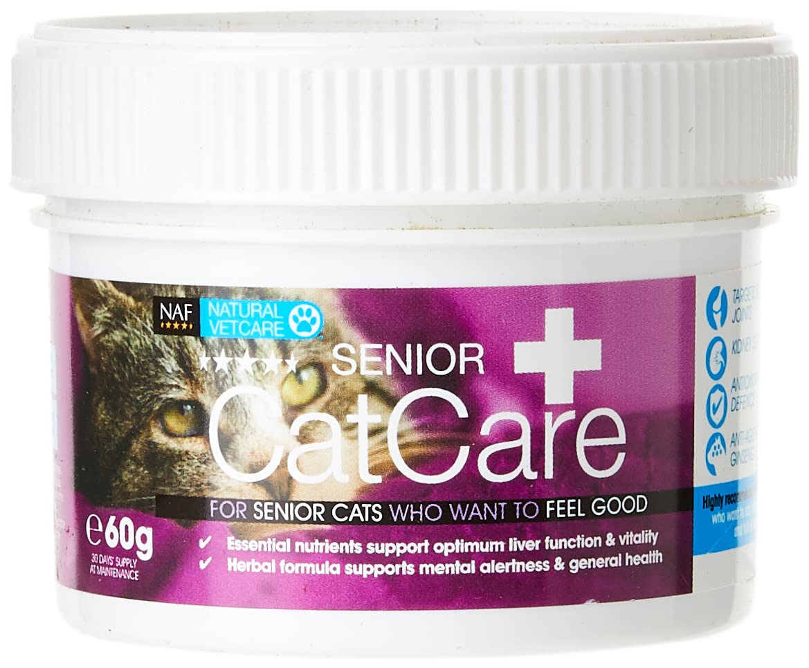 NAF Natural VetCare Senior CatCare Supplement – Veterinary Strength Support for Older Cats – Supports Joint, Kidney, Heart & Immune Health – With Omega 3, Taurine & Antioxidants