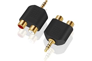 ANDTOBO 3.5 mm TRS to Dual RCA F (2-Pack), 3.5mm Stereo Male to Dual RCA Female Audio Breakout Adapter