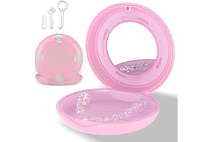 HEIGOEOST Retainer Case, Slim Aligner Case with Adjustable Vent Holes and Mirror, Compatible with Invisalign, Night Guard and Mouth Guard, Premium Retainer Case, With Aligner Remover Tool, Chew & Brush, Pink