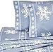 Amazon Brand – Pinzon Cotton Flannel Bed Sheet Set - Full, Snowflake Dusty Blue