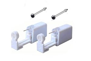 2 Pack Nose Piercing Gun Disposable Self Ear Nose Piercing Gun Kit Safety Painless Piercing Gun Kit with Stud - Black