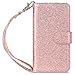 ULAK iPhone 6S Case Detachable Wallet, iPhone 6 Case, Glitter PU Leather Flip iPhone 6S Wallet Case with 7 Card Holder & Detachable Magnetic Hard Cover for iPhone 6/6S 4.7 inch,Bling Rose Gold