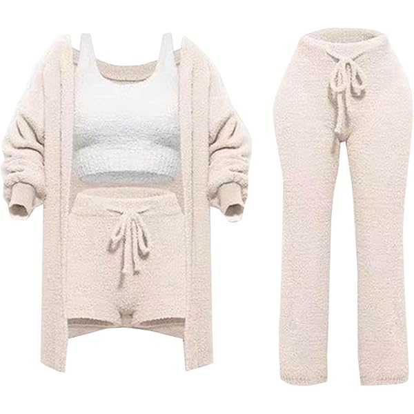 Misscosy Knit Set 4-Piece, Women's Cozy Knit Set Soft Fleece