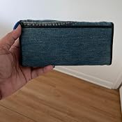 Women's Blue Denim Money Flap Wallet Wristlet - Roomy Accordion Clutch Purse With Card Slots & Phone Sleeve