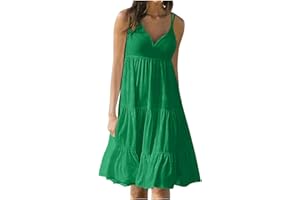 Gamivast Summer Sleeveless Dresses for Women 2024 Pleated Tank Midi Dress Casual Loose Fit Dress Plus Size Beach Sundress