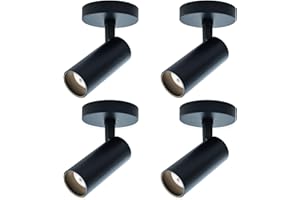 JARLSTAR LED Ceiling Spotlight 4000K Dimmable Spot Lights with 360° Pivoting Fixture, Adjustable Directional Spot Light Indoor 12W Tilt Angle Accent Lighting,Black 4 Packs,Cool White 24°Beam Angle