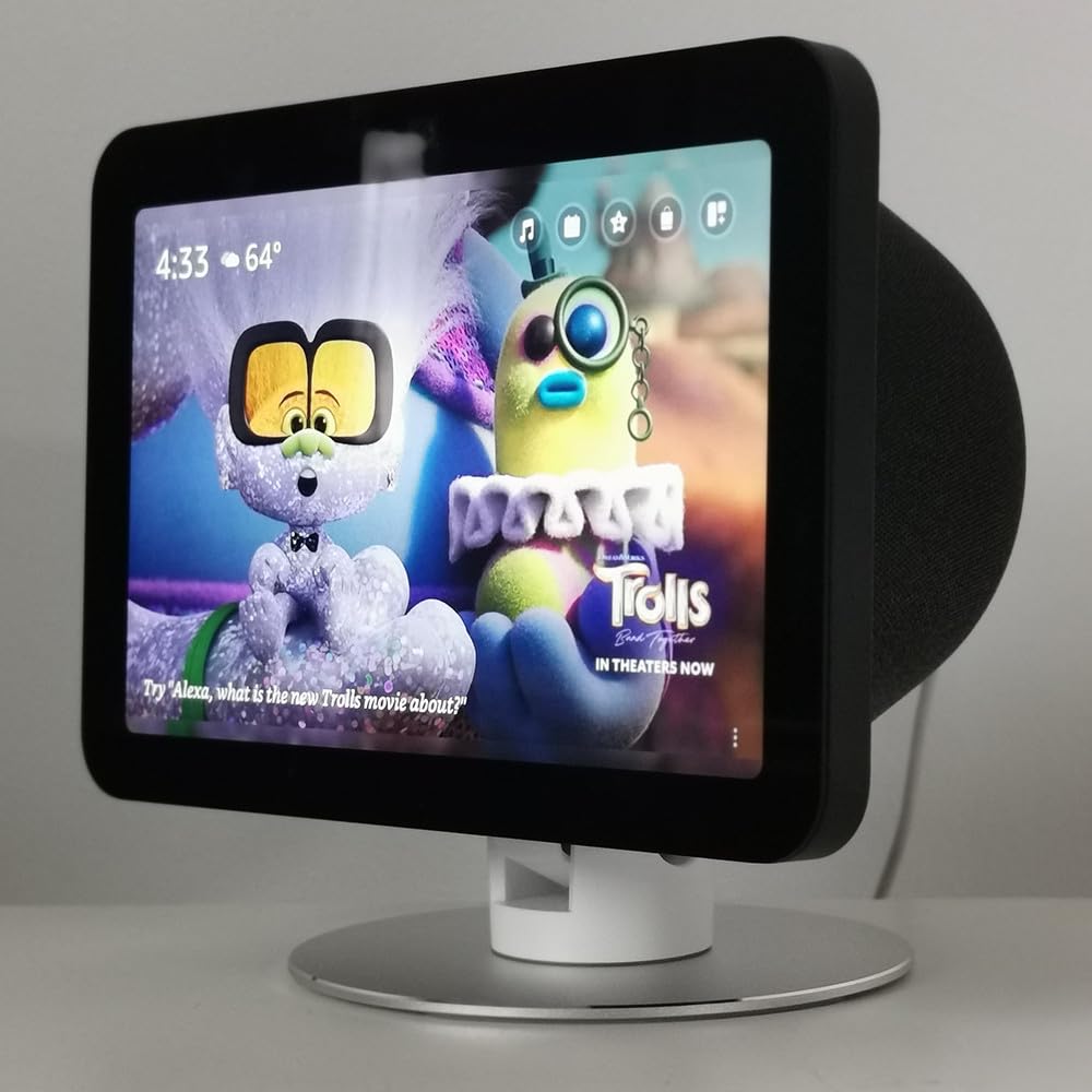 Stand for All-New Echo Show 8 (3rd Gen, 2023 Release) | Echo Show 8 (2nd Gen, 2021 Release) | Echo Show 8, Tilt + Swivel Stand Silver ES032-02 UK