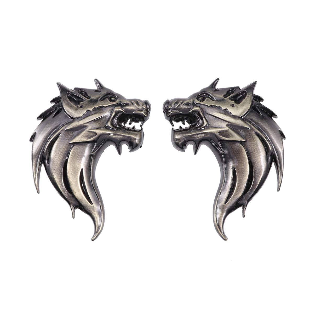 Wakauto 2pcs Car Side Stickers 3D Metal Wolf Head Car Sticker Decal Emblem for SUV Motorcycle