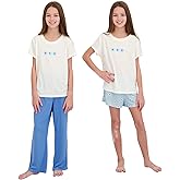 US Angels Girls Pajamas Set - 3-Piece PJs Set, Tee, Pants & Shorts, Soft Girls’ Sleepwear, Teen Kids Pajamas, Sizes 5-16
