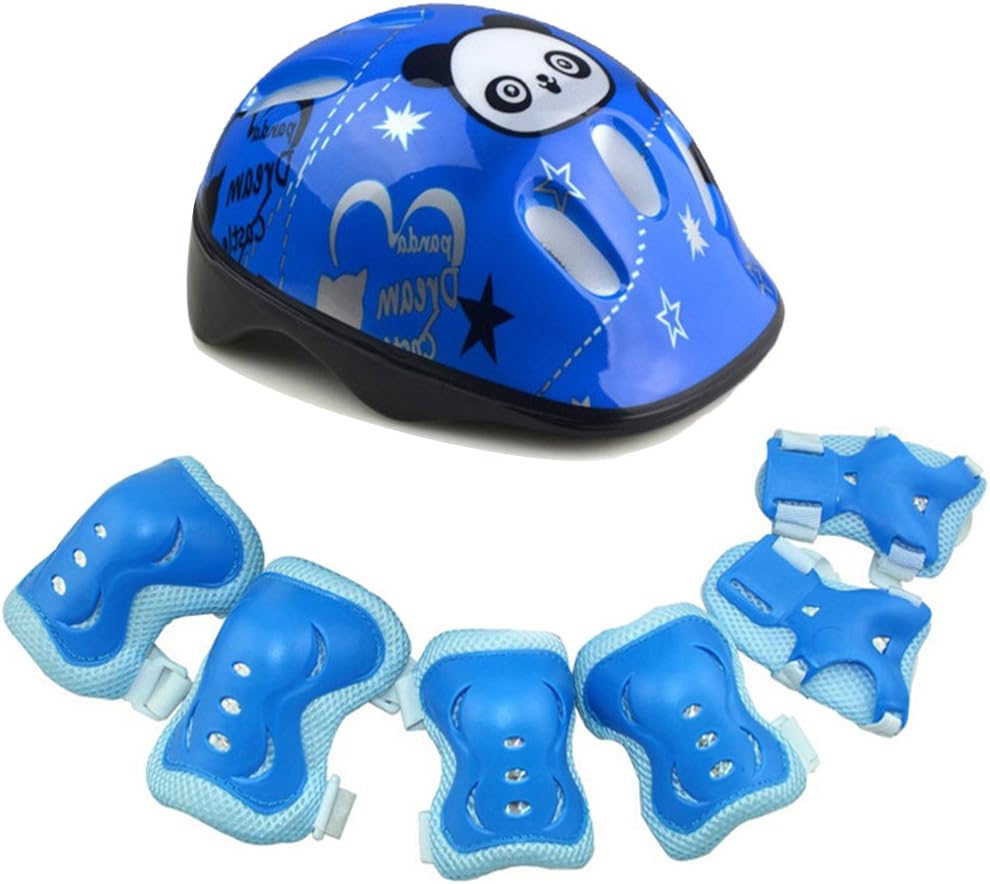 Lumpur Helmet Protector Set Pads Outdoor Wrist Elbow Safety ller 7pcs/set Adjustable Safeguard Cycling Protective Gear Sports Skating Riding Knee For Kids(Blue)