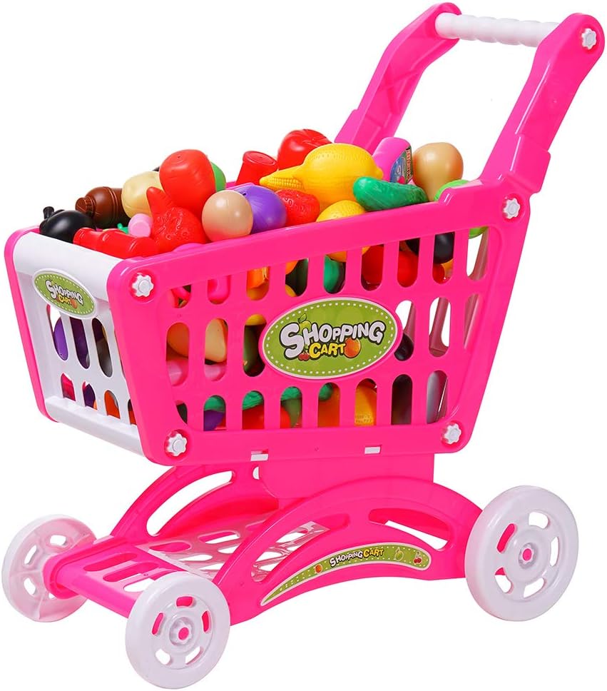 ZYAQ Kids Shipping Cart for Toy Grocery, Supermarket Cart Toy with 30