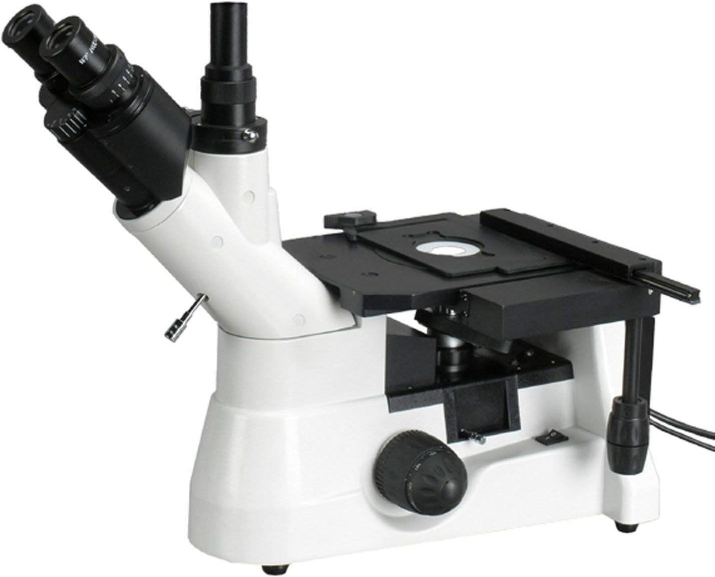 AmScope ME1400TC-INF Inverted Trinocular Metallurgical Microscope,Infinity Objectives, Kohler Condenser, 30W Halogen Illumination with Rheostat