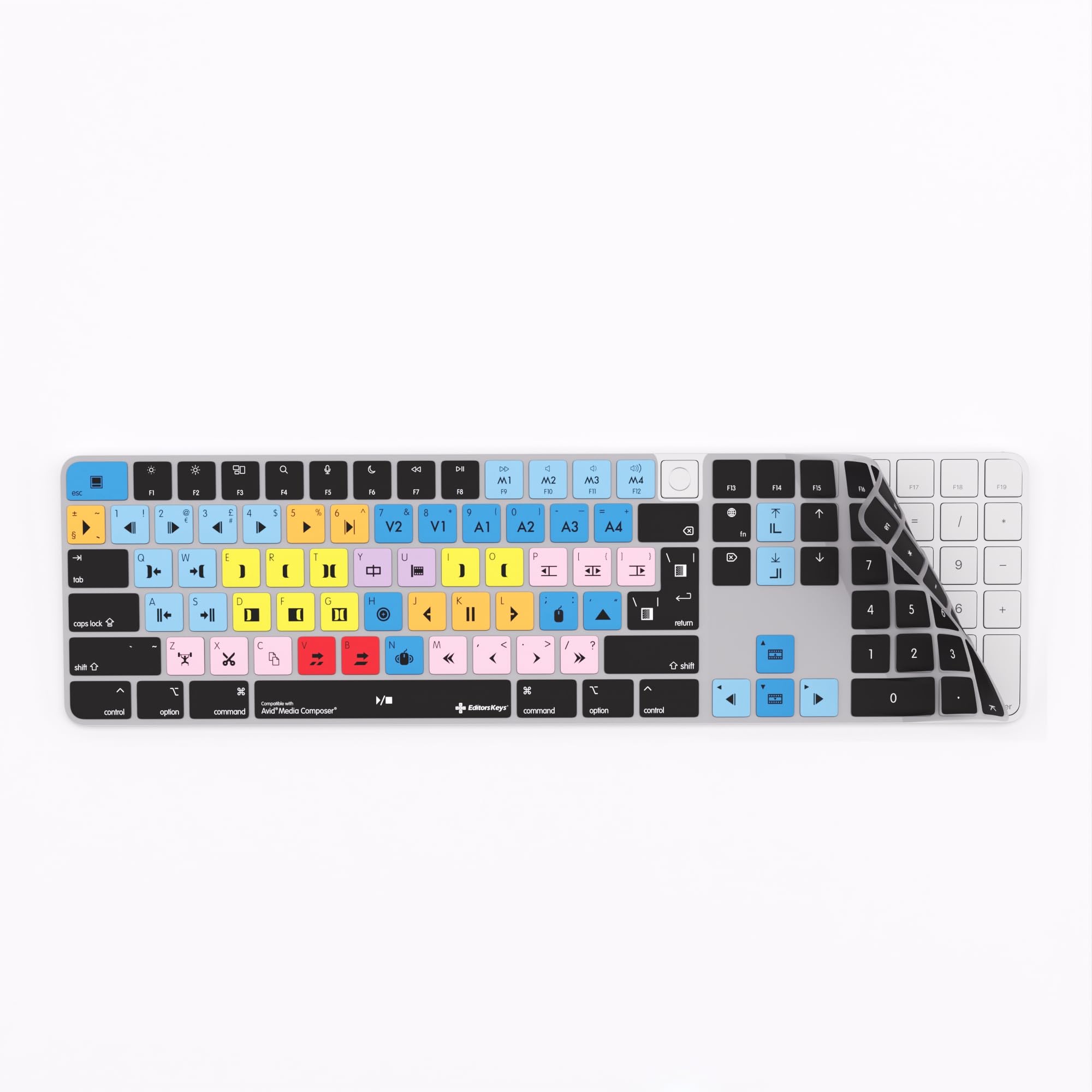 Shortcut Keyboard Cover for Avid Media Composer - Compatible with Apple Magic Numeric Keyboard with TouchID and Magic Numeric - Editors Keys