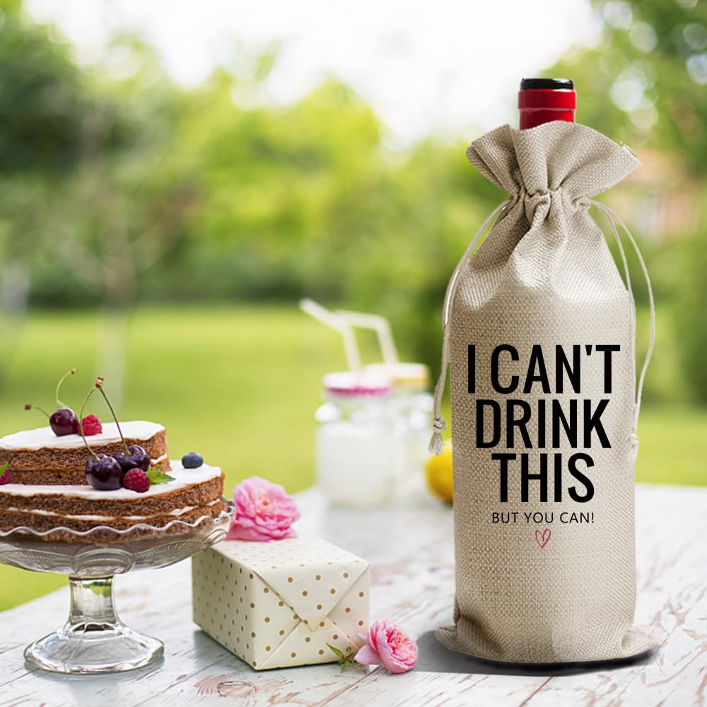 DOI-LANEE I Can't Drink This But You Can Pregnancy Announcements Wine Bag Baby Announcement Wine Bag for Family Pregnancy Reveal Ideas Grandparents Gifts