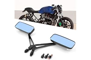 DREAMIZER Rectangle Motorcycle Mirrors Black - Universal 8MM 10MM Rearview Mirror Aluminum CNC Compatible with Honda Yamaha Suzuki Ruckus Grom Shadow Vstar650