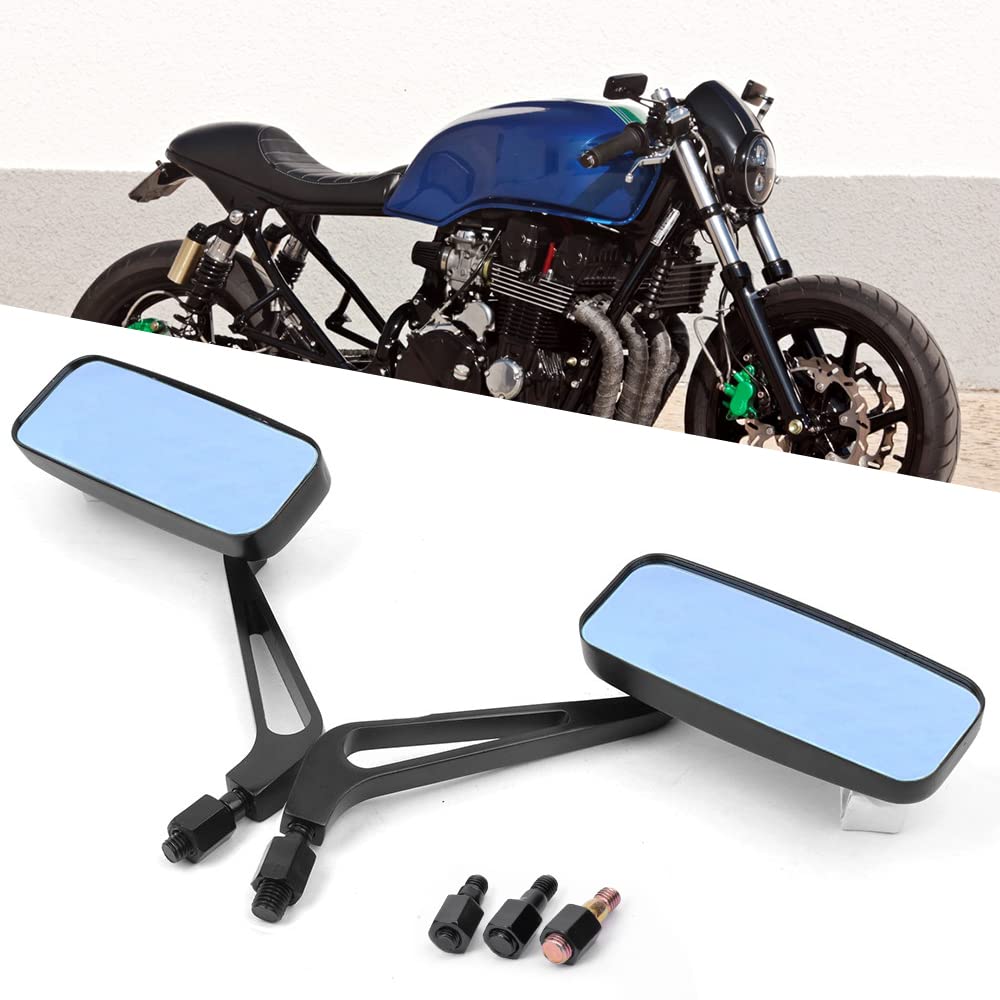 Photo 1 of DREAMIZER Rectangle Motorcycle Mirrors Black - Universal 8MM 10MM Rearview Mirror Aluminum CNC Compatible with Honda Yamaha Suzuki Ruckus Grom Shadow Vstar650