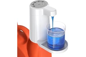 DREAMEHILL Electric Laundry Detergent Dispenser, 2000mAh USB-C Rechargeable Laundry Soap Dispenser Pump, 15-75 ml One-Press Dose, No-Spill for Liquid Detergent Containers, Laundry Organization(White)