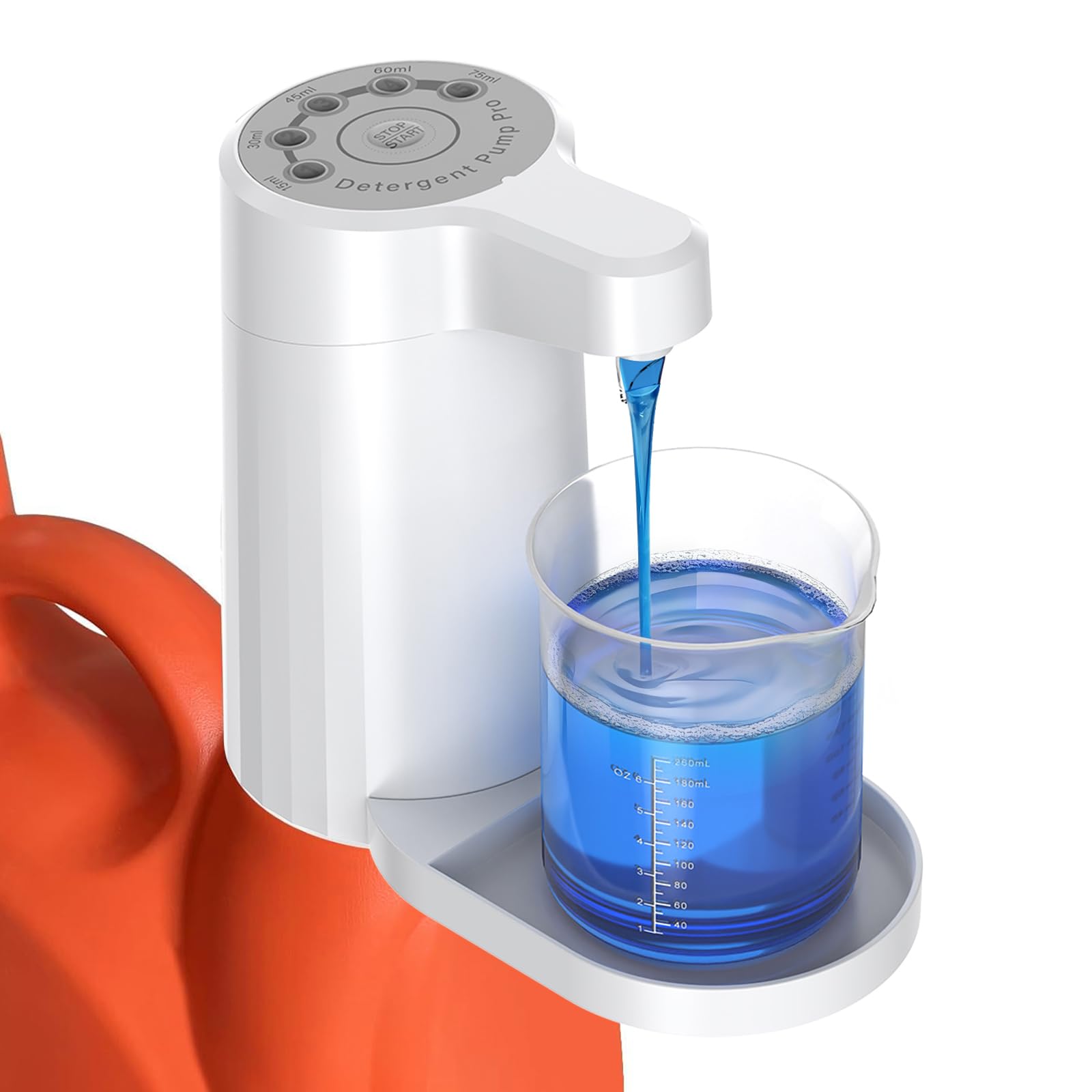 Photo 1 of Electric Laundry Detergent Dispenser Pump, One-Press 15-75ml, Fast Dispense from-Large-Container, Rechargeable 2Ah, No-Spill, for Liquid Soap, Fabric Softener, Laundry Room Organization (White)