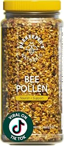 Beekeeper's Naturals 100% Raw Bee Pollen Granules, Amino Acids, 5.2 oz Jar | Natural Preserved Enzymes, Source of Vitamin B, 