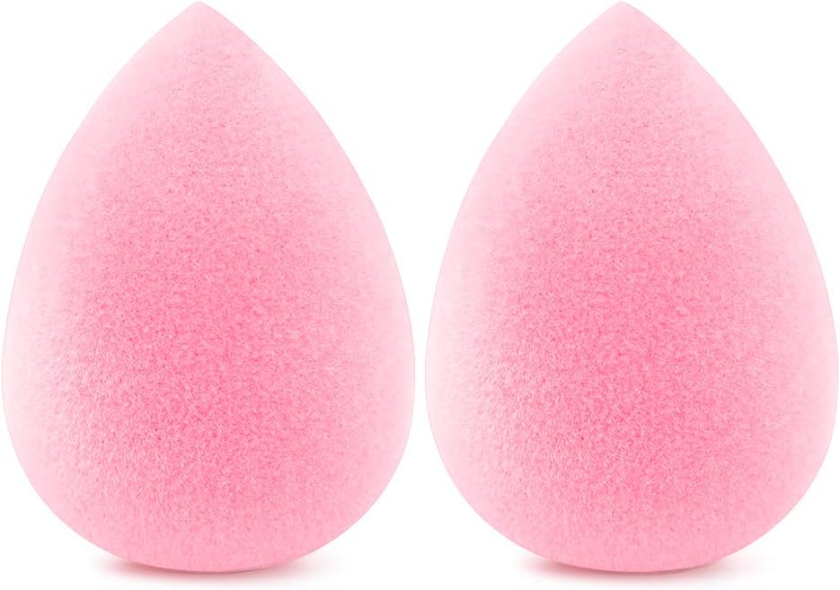 BAIMEI Microfiber Velvet Makeup Sponge, Latex-free, Fuzzy Beauty Sponge Blender for Foundation, Powder and Cream (2Pcs, Pink)