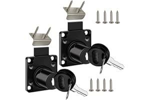 JUNRBX Cabinet Drawer Lock,Mailbox Lock, Model CT-138-22,for Fixing Important Documents and Drawers (Opening Diameter 0.75inch/19MM), Suitable for Door Panels with A Thickness of 17 mm-22 mm. 2 PCS [Black]