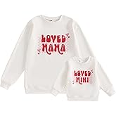 Aiwpstoin Mommy and Me Valentines Outfit Long Sleeve Crewneck Sweatshirt Pullover Family Matching Shirt Mama Baby Clothes