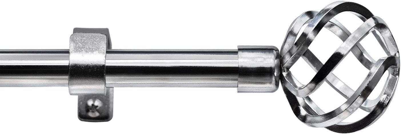 gb Home Collection Empyrean Grace Curtain Rod, 28-48 in, Chrome Silver, Metal Single Rod Window Treatment Rod Drapery Rod: Home & Kitchen