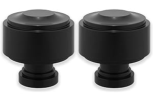 BLASTHOME® Luxury Layers Knob Finials – Fits Only Signature Collection Curtain Rods (Rod Not Included) - Premium Quality, Heavy Metal – Set of Two – Tuxedo Black