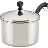 Farberware Classic Series Stainless Steel Sauce Pan with Lid, 2 Qt, Silver | 2-quart capacity, induction compatible, stainless steel pot with lid, dishwasher safe, small pots for cooking