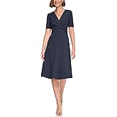 Tommy Hilfiger Women's Scuba Crepe Structured Short Puff Sleeve