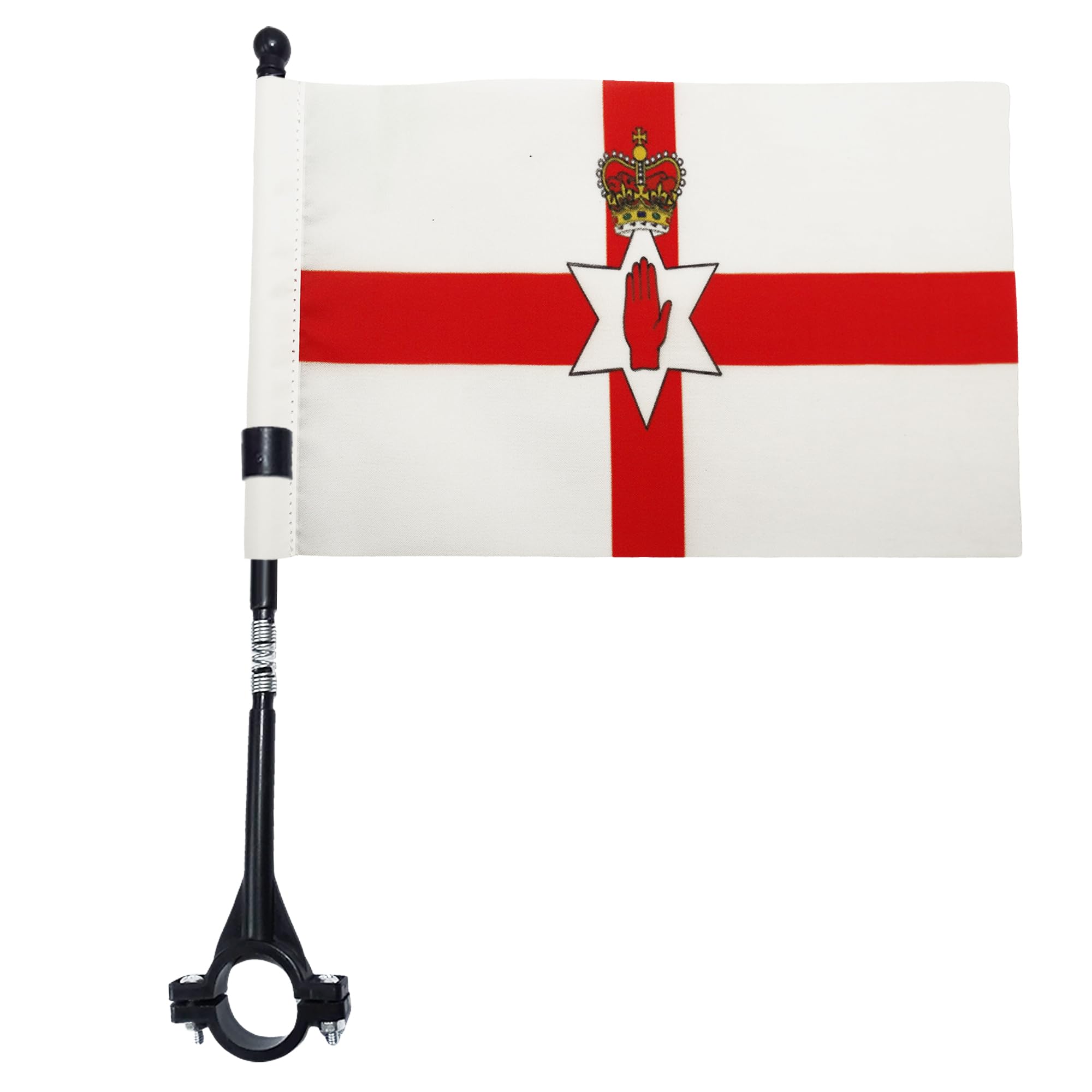 AZ FLAG - Northern Ireland Bike Flag 4'' x 6'' - Irish Bicycle Flag 100% Polyester 21 x 14 cm - Mini Banner with 12'' Black Plastic Pole