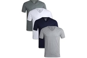 Lucky Brand Mens Shirts - 4 Pack Soft Cotton Short Sleeve Crewneck and V Neck Shirts Men Basic Shirt for Men Pack