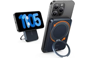 TORRAS 10,000mAh Magnetic Battery Pack with Stand 【Compact & Slim】【20W Fast Charging】【360° Rotatable Ring】 Wireless Portable Charger Power Bank for iPhone 15 Pro Max /15 Pro/15/14/13/12, Black
