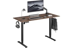 UPGRAVITY Height Adjustable Electric Standing Desk, 55 x 24 Inches Ergonomic Stand up Table, Sit Stand Home Office Desk with Splice Board, Black Frame/Rustic Brown Top(Rustic Brown, 55 inches)