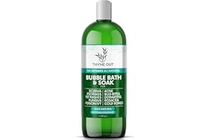 THYME OUT All Natural, Organic Plant Based Bubble Bath - Hypoallergenic Skin-Soothing Thyme Eczema Bath Soak with Colloidal Oatmeal - Sensitive Skin Bubble Bath for Kids & Adults - 16oz