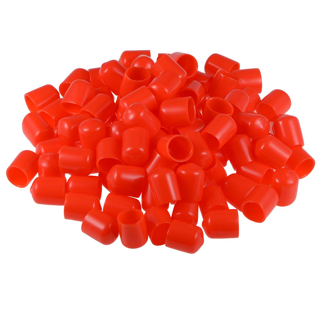sourcing map 100pcs Rubber End Caps 14mm ID Vinyl Round Tube Bolt Cap Cover Thread Protectors 25mm Long, Red