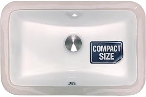 Nantucket Sinks UM-159-W Undermount Bathroom Sink – 15" x 9" Small Rectangular Bowl, Ceramic Bath Sink for Vanity, w Overflow, High Gloss White Vitreous China, Scratch & Stain Resistant – Great Point