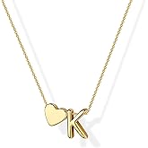 Inerney Valentines Day Gifts for Teen Girls Gold Heart Initial Necklace for Women 14K Gold Plated A-Z Letter Pendant Necklace Dainty Tiny Heart Monogram Necklace Personalized Name Necklace Gift Jewelry for Women