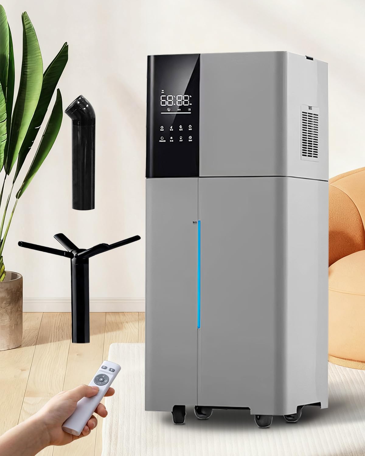 Photo 1 of *MISSING POWER CORD, MISTING TOWER AND RERMOTE*( Lacidoll Humidifier Large Room,26L/6.8Gal Whole House Humidifiers for Bedroom Home 3000 sq.ft,1800ml/H,Commercial and Industrial Humidifiers with 360° Nozzle & Extension Tube,Top Fill,Gray