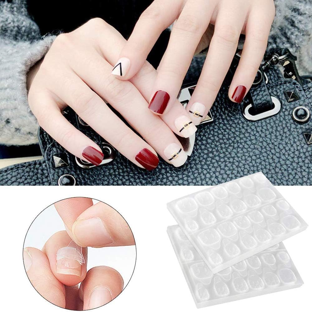 HUPOO Double-Side Glue Nail Sticker, Transparent, Non-Toxic, 240 Pieces (10 Sheets), Crystal, Rectangular, Indoor Use, Nail Sticker - Image 5