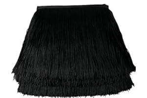 HEARTWISH Fringe Trim Lace Polyerter Fibre Tassel 6inch（″） Wide 10 Yards Long for Clothes Accessories and Latin Wedding Dress and DIY Lamp Shade Decoration Black White Red (Black)
