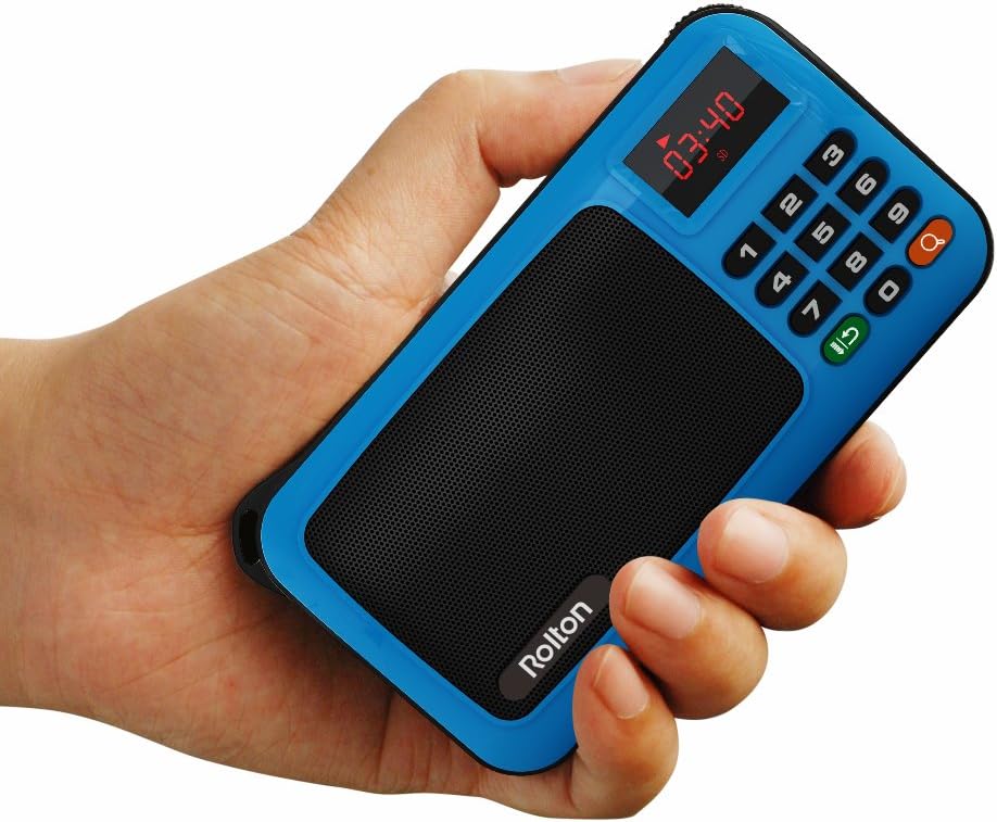 Rolton W405 Portable Mini FM Radio Speaker Music Player TF Card for PC iPod Phone with LED Display (Blue): Home Audio & Theater