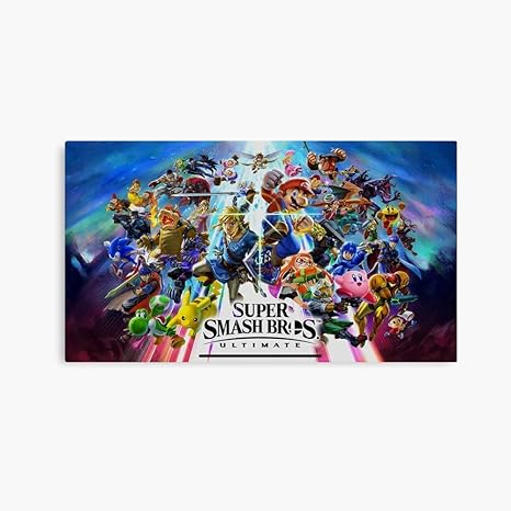 Amazon Caronzamson Super Smash Bros 究極のキャラクター デラックス 風景 キャンバス ウォールアート 装飾 キッチン オフィス 装飾 36 X 24 ホワイト ウォールステッカー オンライン通販