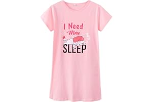 CYCHELRY Teen Girls Nightgowns-Loose Short Sleeve Sleepwear Cute Bear Nightdress Tween Pajamas Size 8-16