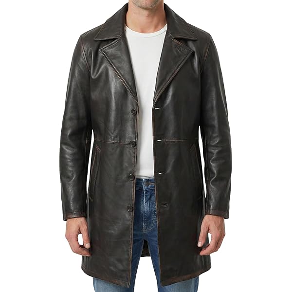BGSD Men Raphael New Zealand Lambskin Leather Car Coat (Also