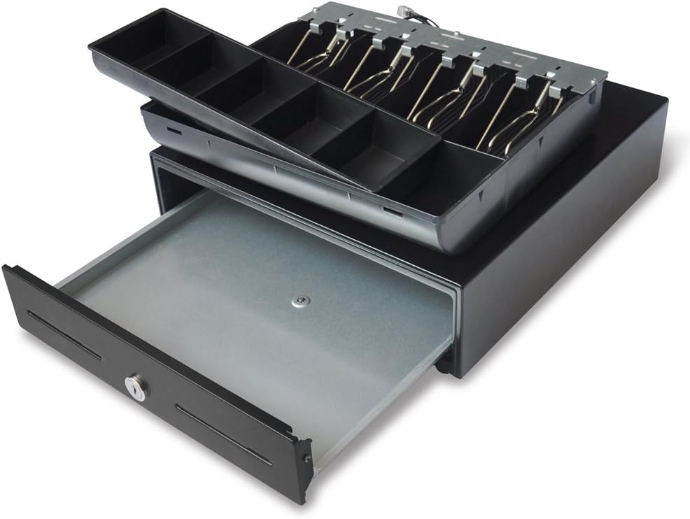 Beelta 13" POS Cash Register Drawer with Removable Tray, 4Bill/5Coin, RJ11/RJ12, Key Lock, DC24V, BK1313B : Office Products